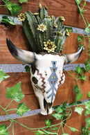 Southwestern Cow Skull With Cactus Blooms And Tribal Arrow Symbols Wall Decor