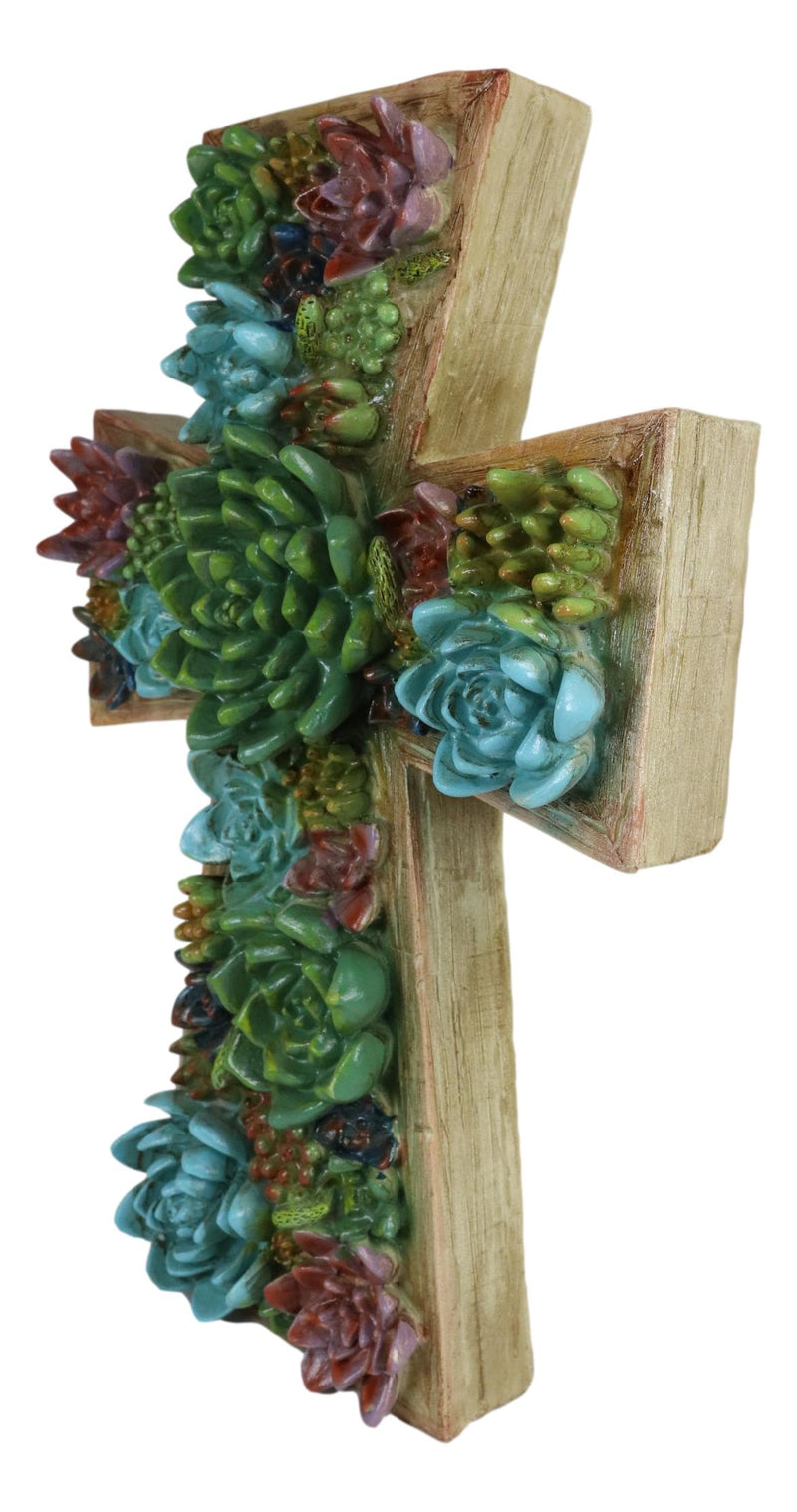 Southwestern Colorful 3D Cactus Blossoms Succulent Flowers Wall Cross Art 12'H
