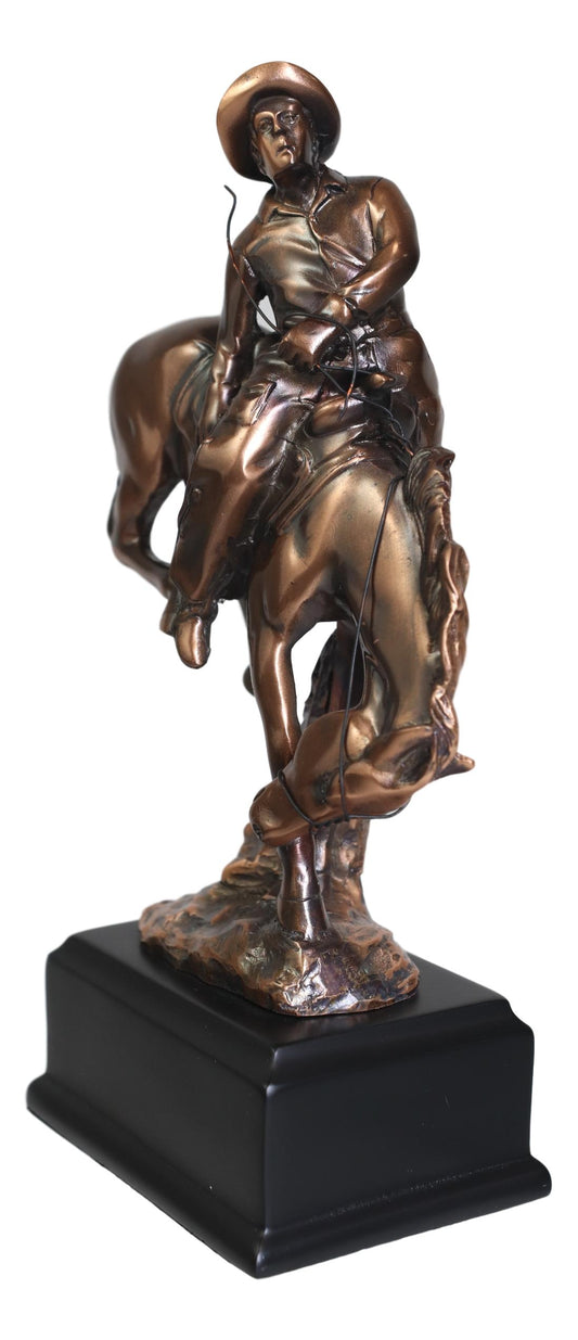 Ebros Rustic Western Rodeo Cowboy W/ Bucking Horse Bronze Electroplated Figurine - Ebros Gift
