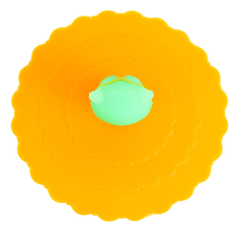 Set Of 4 Yellow Sleepy Owl Reusable Silicone Coffee Tea Cup Cover Lids Air Tight