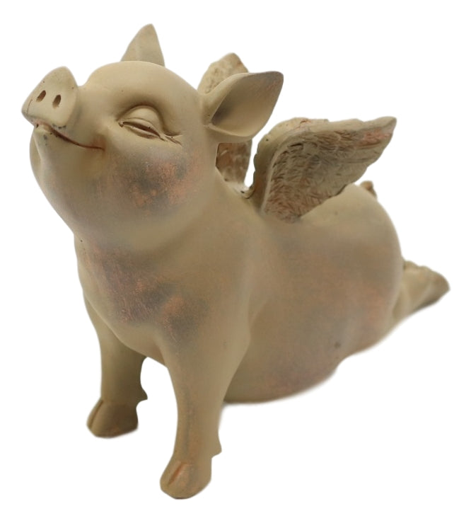 Zen Yoga Flying Pig Angel Hog Heavens In Cobra Stretch Pose Rustic Statue Decor