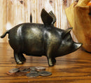 Ebros Gift 7.25" Long Rustic Decorative Whimsical Flying Pig Money Coin Piggy Bank Aluminum Sculpture Country Farm Swines Pigs Porky Bacon Themed Savings Banks Collectible Figurine