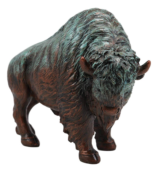 Ebros Gift Native American Bison Buffalo Decorative Resin Figurine Finished in Green Patina Faux Bronze 8.5" Long Symbol of Abundance and Manifestation Animal Totem Spirit Home Accent Decor - Ebros Gift
