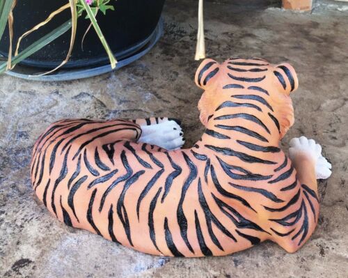 Large Royal Bengal Tiger Resting Gracefully 15.5" Long Statue Home Garden Decor