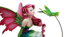 Ebros Gift Amy Brown Magenta Forest Fairy With Flirting Hummingbird Figurine 6"H