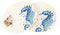 Nautical Marine Blue And White Seahorse Ceramic Salad Appetizer Plates 2 Pack