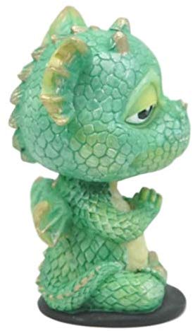 Ebros Wyrmling Baby Hatchling Green Drake Yoga Dragon Bobblehead Figurine 4"H