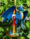 Fantasy Holiday Spirit Blue Advent Candle Dragon Christmas Tree Hanging Ornament