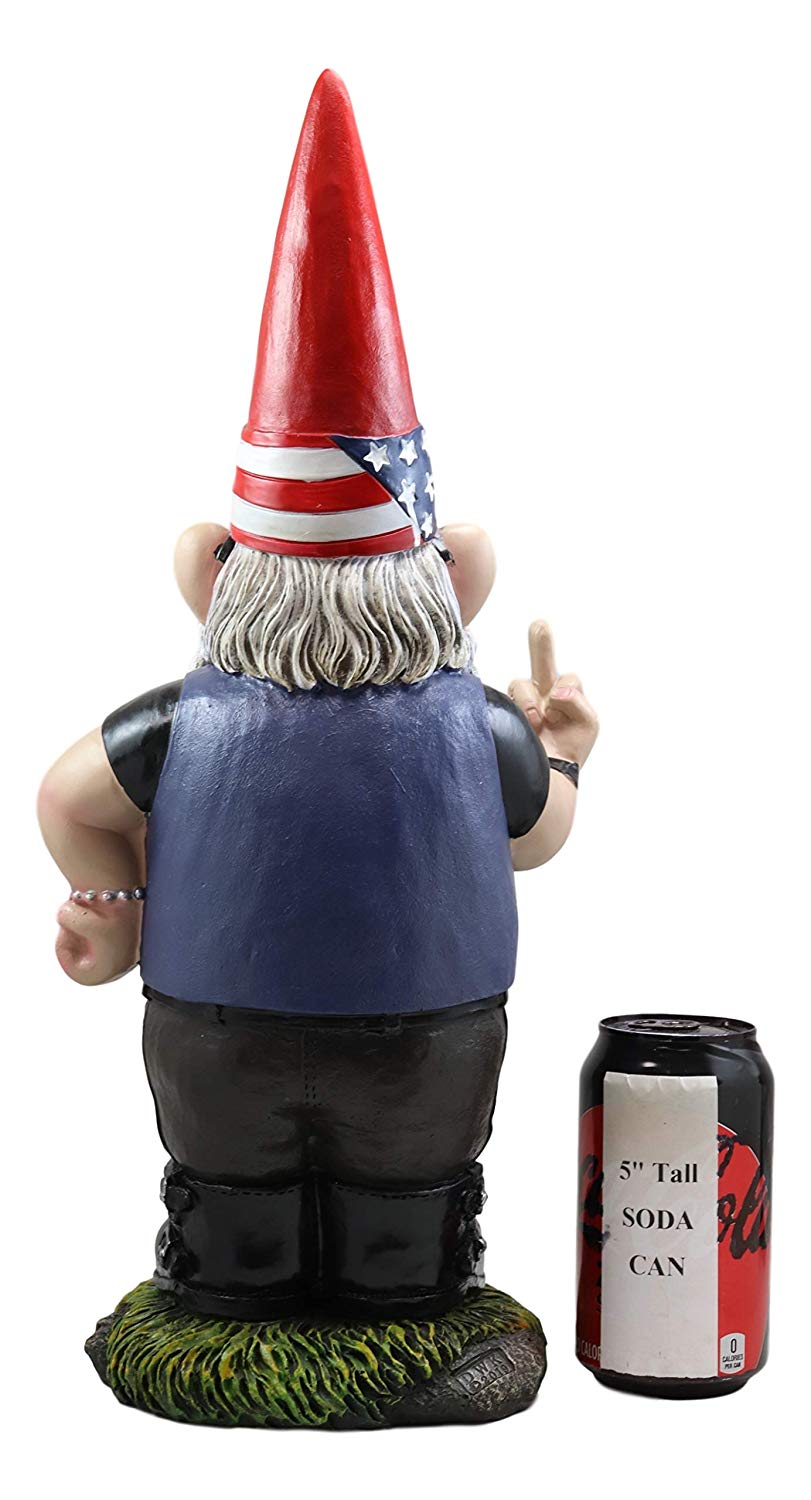 Ebros Rude Garden Greeter Go Away! Gnome Dwarf Statue 17.25"H Patriotic Gnome - Ebros Gift