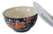 Ebros Set of 2 Ceramic Blue Cherry Blossoms Portion Meal Bowls 2 Cups W/ Airtight Lid