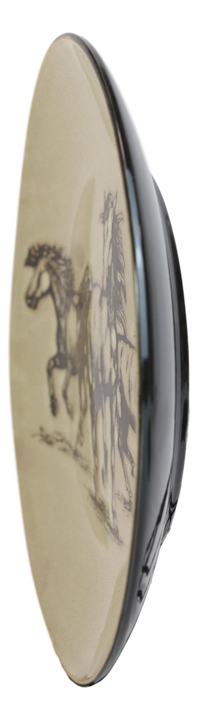 Ebros Western Rustic Running Horses Abstract Art Round Dinner Plate Set of 4