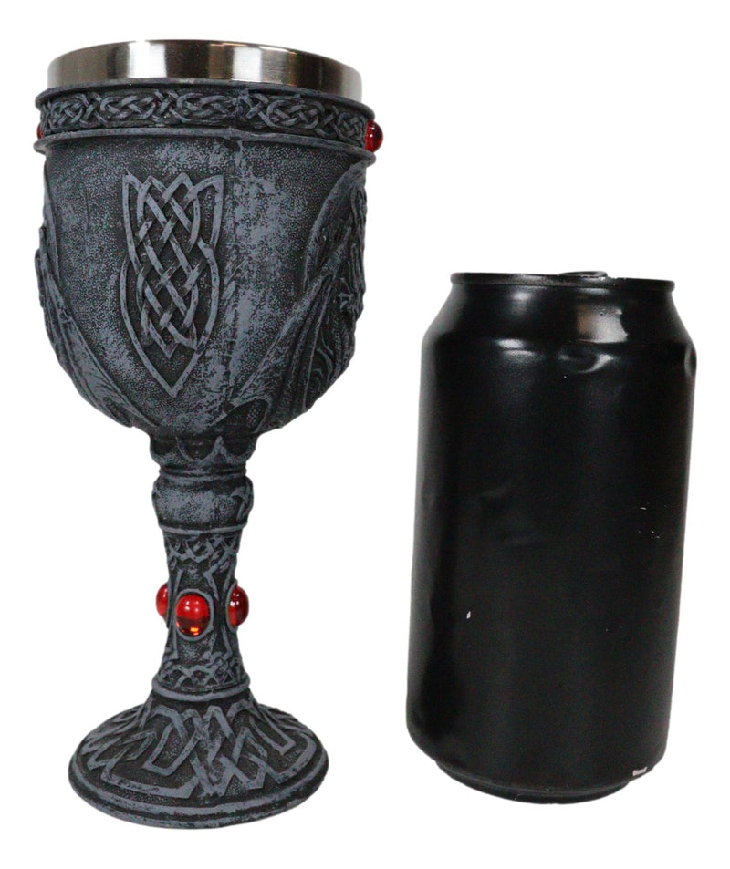 Ebros Celtic Knotwork Twin Dragons Protecting Blood Vial Gemstone Wine Goblet Cup