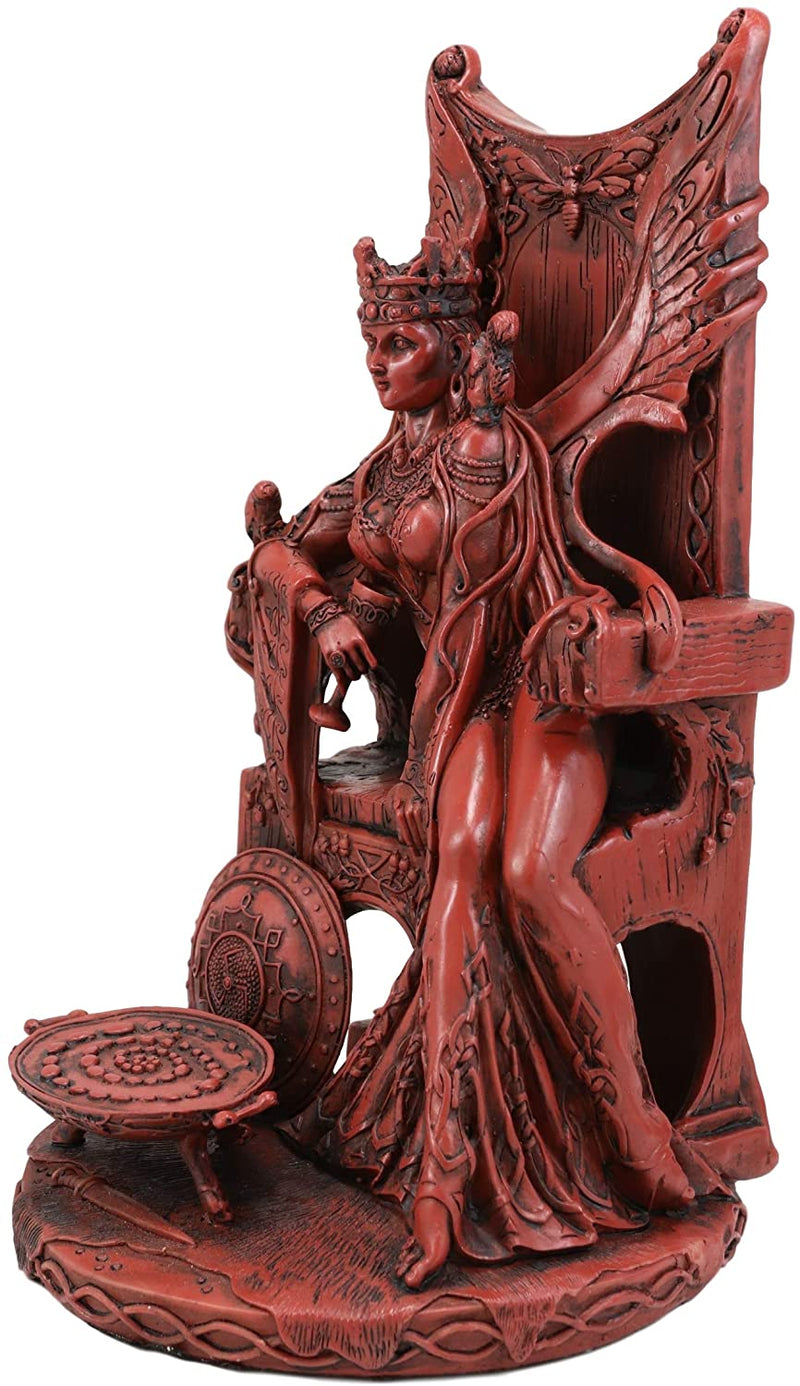 Ebros Celtic Occult Goddess Of Fertility Maeve With Bird And Squirrel On Throne Statue