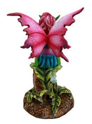 Ebros Gift Amy Brown Magenta Forest Fairy With Flirting Hummingbird Figurine 6"H