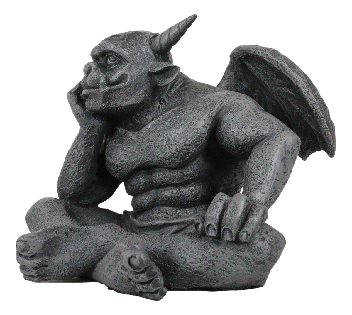 Ebros Horned Gargoyle The Dreamer Figurine Sitting Statue 6.5 Inch Long Thinker - Ebros Gift