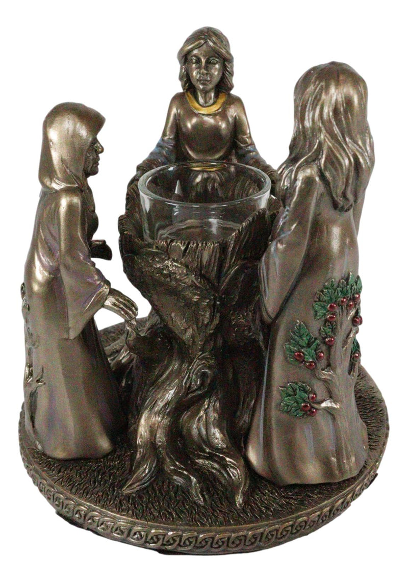 Ebros Occultic Wiccan Triple Goddess Maiden Mother Crone Votive Candle Holder Figurine