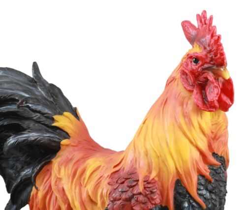 Country Farm Chicken Morning Crow Alpha Rooster Figurine Large Statue Home Decor