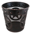 Rustic Western Lone Stars With Braided Metal Rope Trim Wire Waste Basket Bin