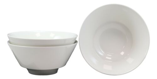 Contemporary Large White Porcelain Trapezoid Round Bowls 44oz 8.5"Dia Set Of 6