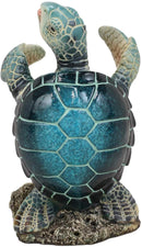 Ebros Nautical Blue Sea Turtle Wine Bottle Holder Caddy Figurine 7.5" High