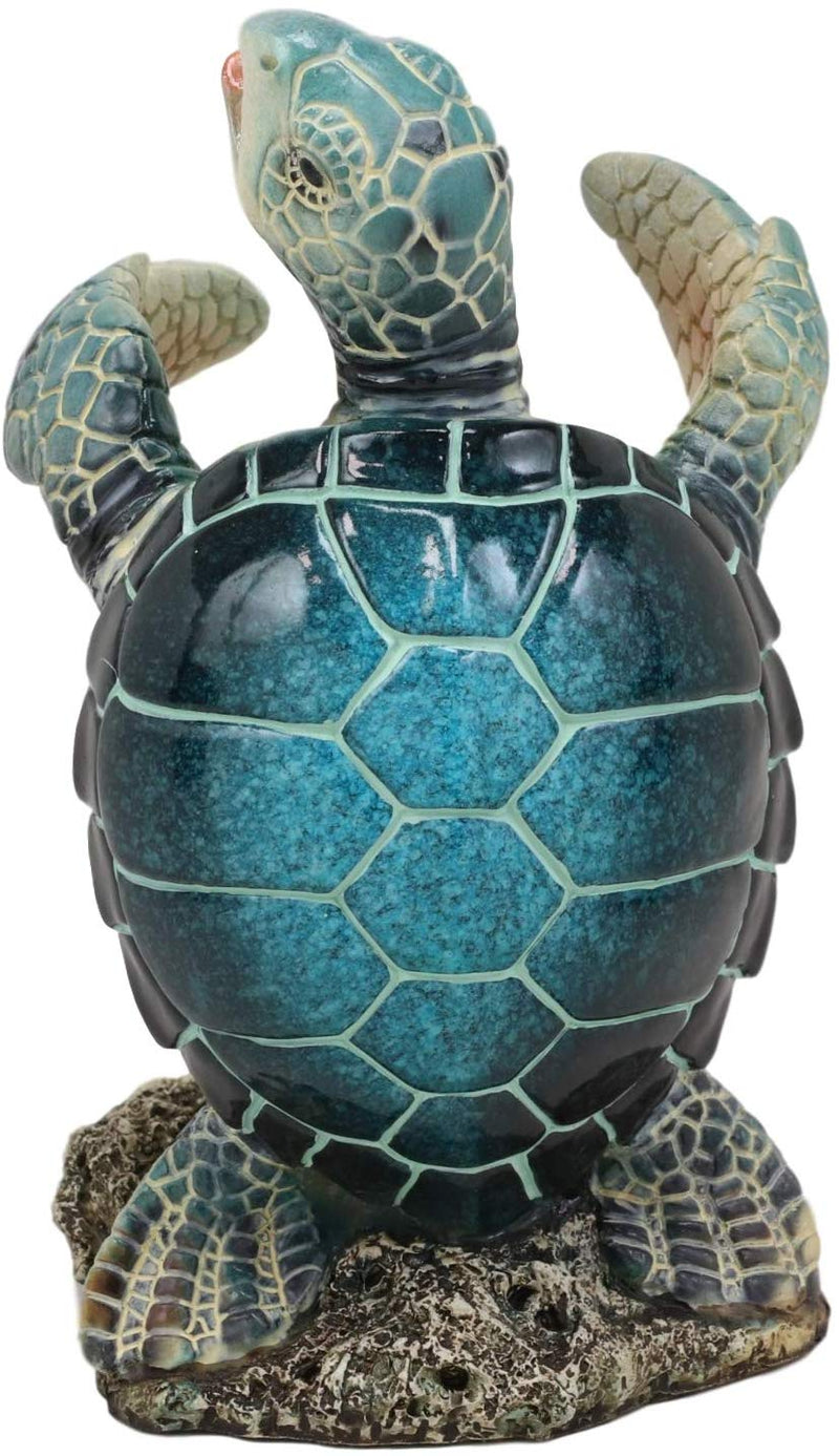Ebros Nautical Blue Sea Turtle Wine Bottle Holder Caddy Figurine 7.5" High