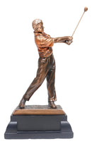 Professional Golfer Swinging Golf Club Bronze Electroplated Decor Statue 15" H