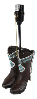 Western Aztec Tribal Patterns Cowgirl Cowboy Boots Table Lamp With Laced Shade