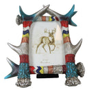 Colorful Boho Southwest Rustic Buckhorn Stag Deer Antlers Picture Frame 4"X6"