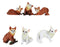 Set Of 6 Whimsical Pet Pals Playful Red And White Baby Fox Cubs Mini Figurines