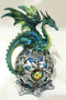 Elemental Jade Firnen Dragon Resting On LED Gyrosphere Orb Night Light Figurine