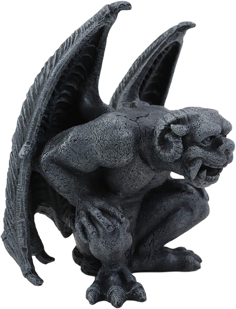 Ebros Ram Horned Demon Winged Gargoyle Bellowing Wild Statue 6" Tall