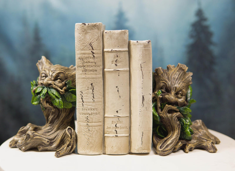 Ebros Celtic Forest Spirit Greenman Decorative Bookends Figurine Pair 5.5"H Set