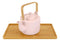 Matte Pink Modern Ceramic 28oz Tea Pot With 4 Cups And Bamboo Serving Tray Set