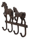 Ebros Cast Iron Rustic Western Country Farm Horse With Foal Coat Key Hat Leash Backpack Wall Hanging Hooks 13" Wide 4 Peg Hook Decor Hangers Cowboy Decorative Organizer