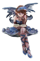 Ebros Blue Bookworm Fairy Shelf Sitter Figurine 4" Tall Whimsical Fantasy Faerie