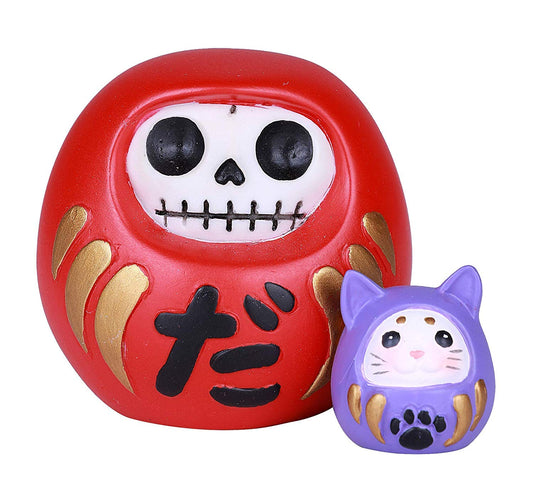 Ebros Furrybones Japanese Daruma With Mouse Friend Skeleton Statue Toy Furry Bones