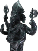 Ebros Large 21" Tall Bali Ganesha With Dhoti in War Armor On Pillar With Rat Statue