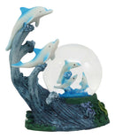 Nautical Marine Dolphin Family Rising With Waves Snow Water Globe Figurine Decor