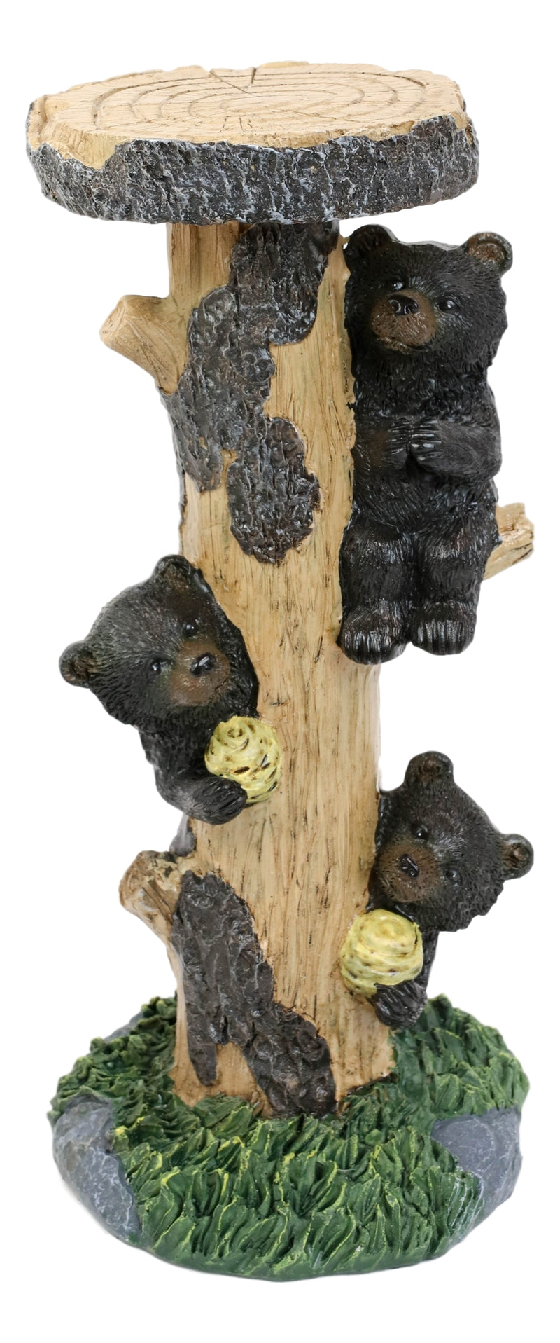 Rustic Climbing Bear Cubs With Bee Hives Pillar Candle Holder Stand Set Of 2