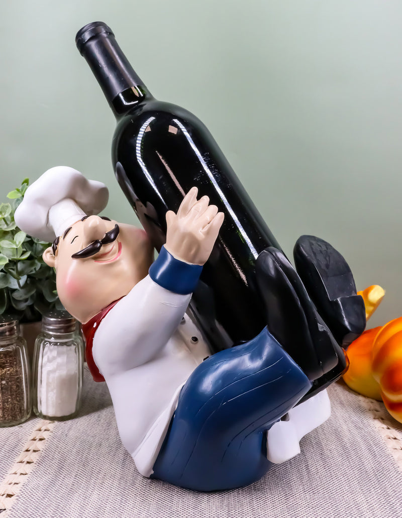 For The Love Of Wine Fat Chef Marco Hugging Wine Bottle Holder Figurine Kitchen