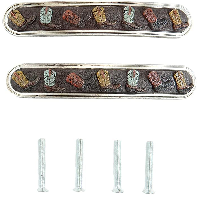 Set Of 6 Western Cowboy Cowgirl Boots Drawer Cabinet Door Bar Pull Knobs 9"L