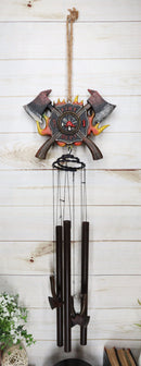 Maltese Cross Crest With Crossed Fire Fighter Axe Fireman Wind Chime Decor