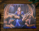 Ebros Anne Stokes Fierce Loyalty Mother Dragons Wood Framed Canvas Wall Decor