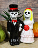 Dias De Los Muertos Wedding Vows Sugar Skulls Ceramic Salt Pepper Shakers Set