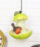 Ebros Green Pear Fruit W/ Perching Finch Bird Feeder W/ Hanging Chains Figurine