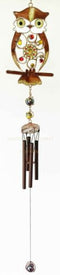 Ebros Whimsical Hoot Owl Resonant Relaxing Copper Wind Chime Garden Patio