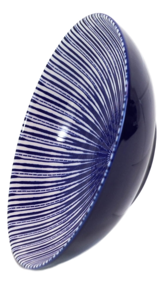 Pack Of 6 Modern White Blue Geometric Focus 12oz Rice Soup Sauce Meal Wide Bowls