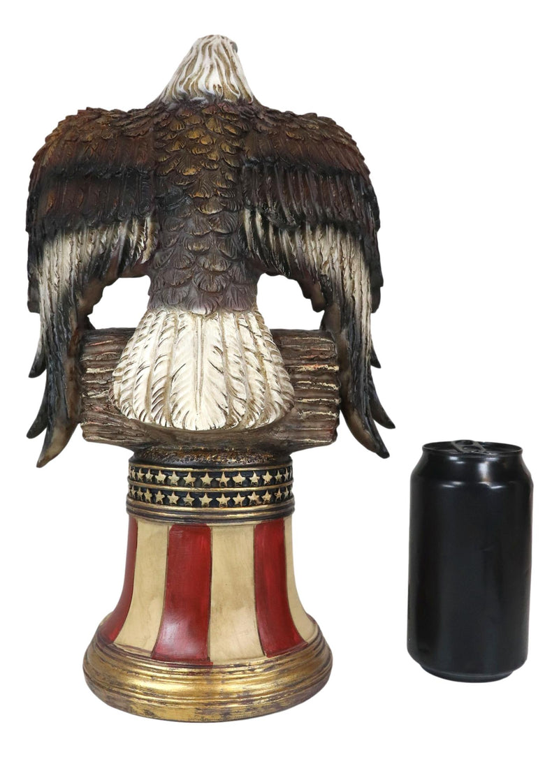 Independence Day American Glorious Bald Eagle Perching On Liberty Bell Figurine