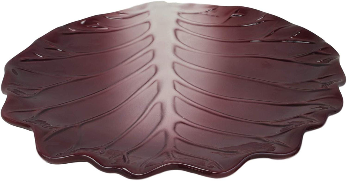 Ebros 12"W Ceramic Red Lettuce Shaped Serving Plate or Dish Platter (SET OF 3) - Ebros Gift