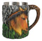 Rustic Western Wildlife Brown Horse Coffee Mug Cup Faux Tree Bark Texture 12oz